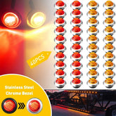40X 3/4" Amber Red Side LED Marker Light With Base Stailness for Truck Trailer 6B93BC-57