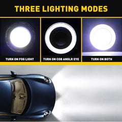 Pair 2.5" COB Car LED Projector Angel Eye DRL Lights Halo Ring Fog Drive Lamp US 6B93BC-57