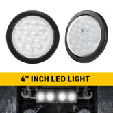 2X 4" Trailer Truck LED Round Reverse Backup DRL Tail Running Lights White 6B93BC-57