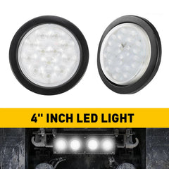 2X 4" Trailer Truck LED Round Reverse Backup DRL Tail Running Lights White 6B93BC-57