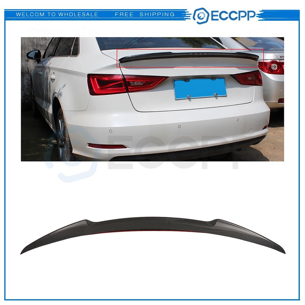 Fits 2014-2018 Audi A3 S3 Rear Trunk Glossy Carbon Fiber 6B93BC-57