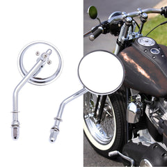Chrome Round Motorcycle Mirrors For Harley Dyna Sportster Bobber Chopper Cruiser