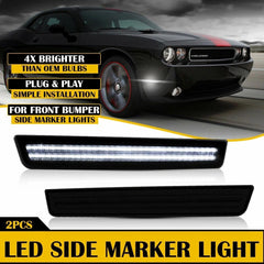 For 2015-2021 Dodge Challenger Front Bumper Side Marker Lamps Lights Smoked Lens 6B93BC-57