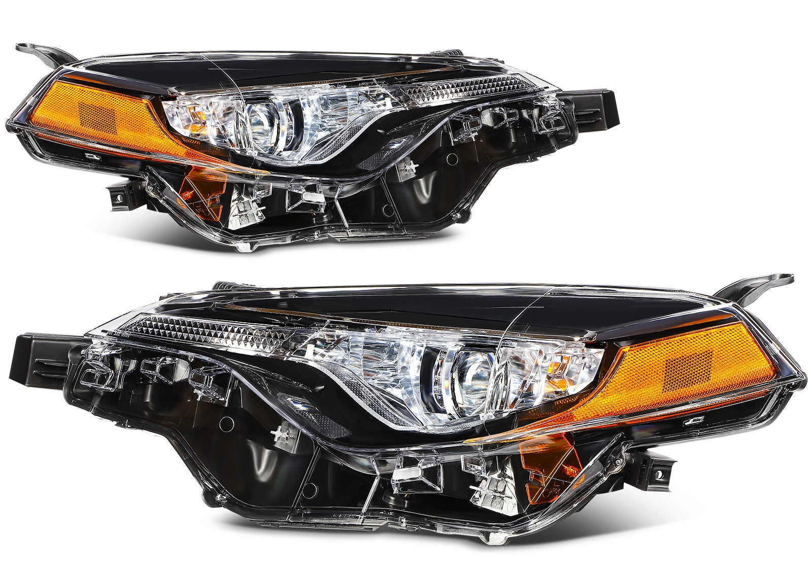 ECCPP Headlights Assembly For Toyota For Corolla 1.8L 2017-2019 Pair Black Amber 6B93BC-57