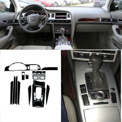 Interior Center Console Carbon Fiber Molding Sticker Decals For Audi A6 2005-11