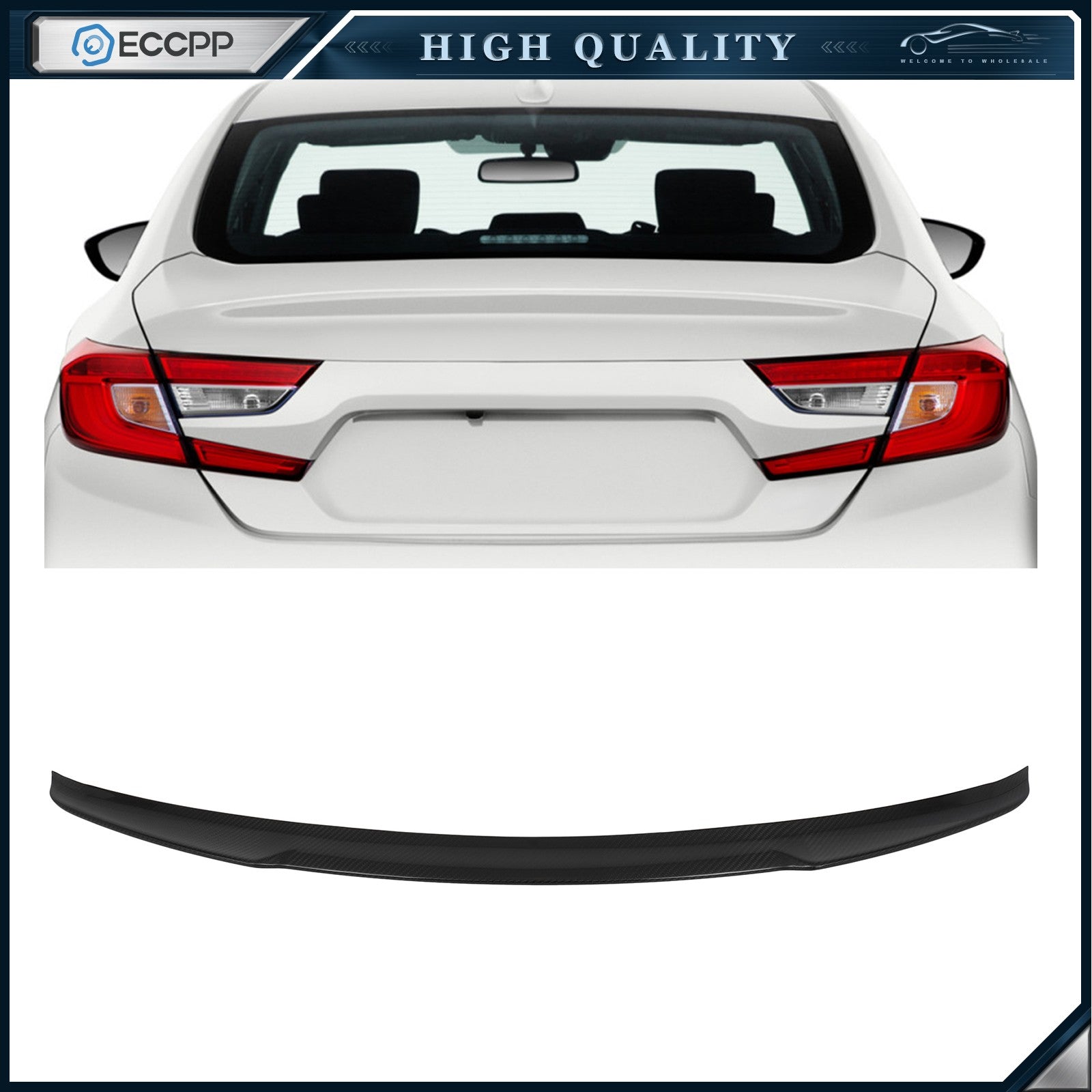 For 2018-2021 Honda Accord High Kick V-Style Carbon Fiber Spoiler 6B93BC-57