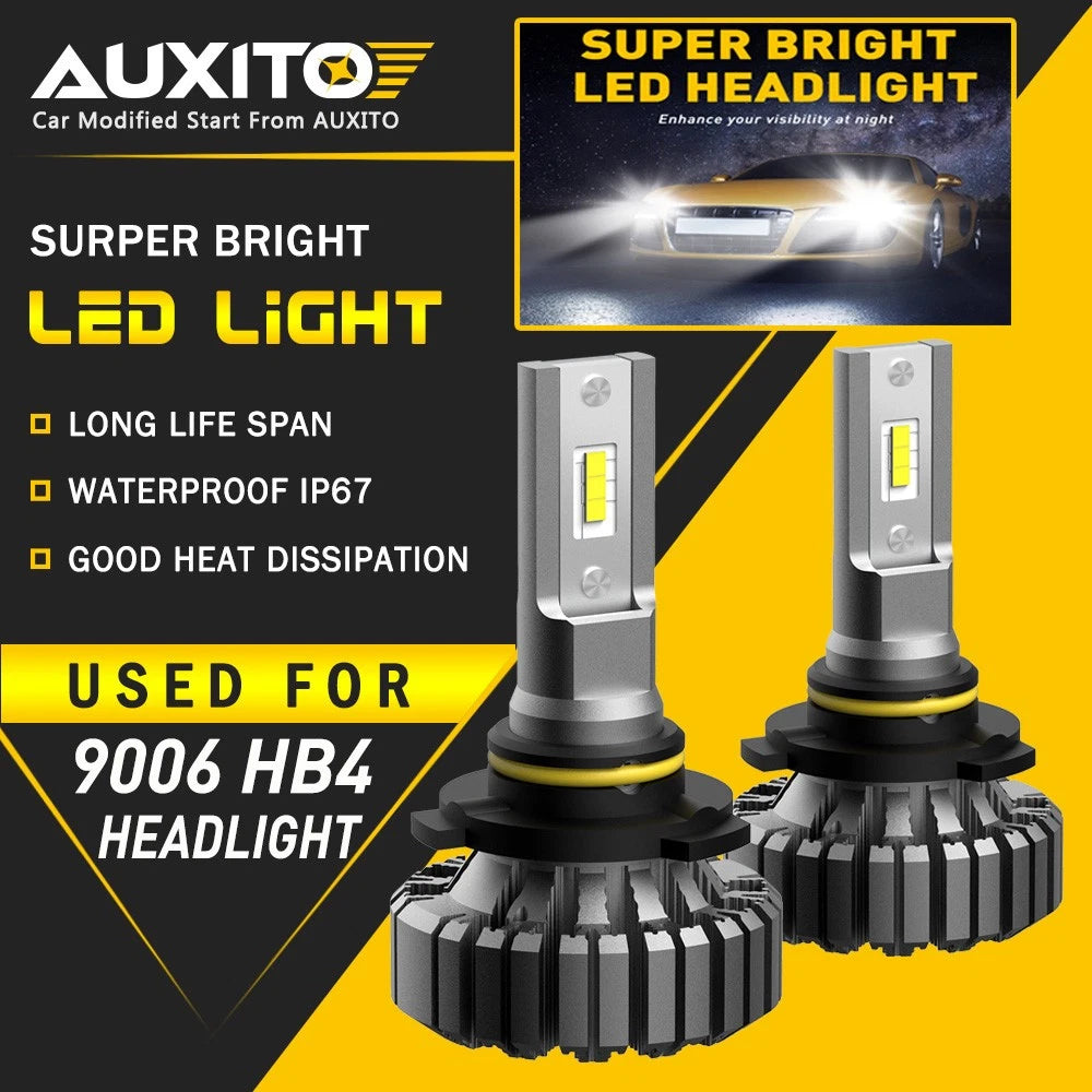 2X AUXITO 9006 HB4 Headlight Bulb Low Beam 20000LM LED Super White Kit HID B3 EA AUXITO