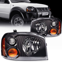 For 2001-2004 Nissan For Frontier Black Housing Left+Right Headlights Assembly KOEEP