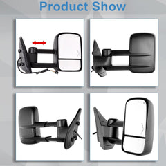 For 07-13 Chevy Silverado Sierra 1500 Tow Mirrors Power Heated Turn Signal Black 6B93BC-57