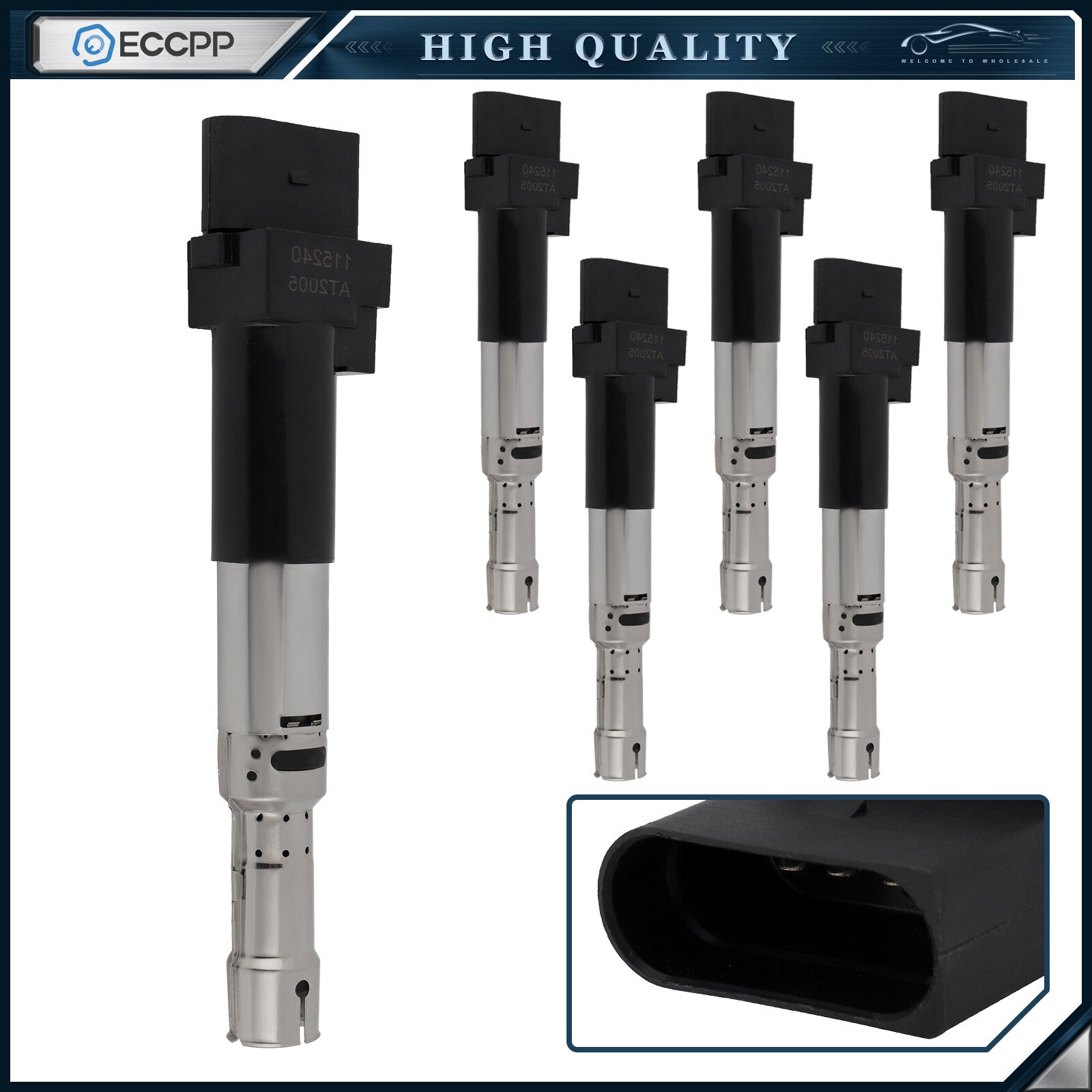 ECCPP 6 Ignition Coils For 2002 2003 2004 2005 VW Golf Jetta V6 2.8L 022905100A KOEEP