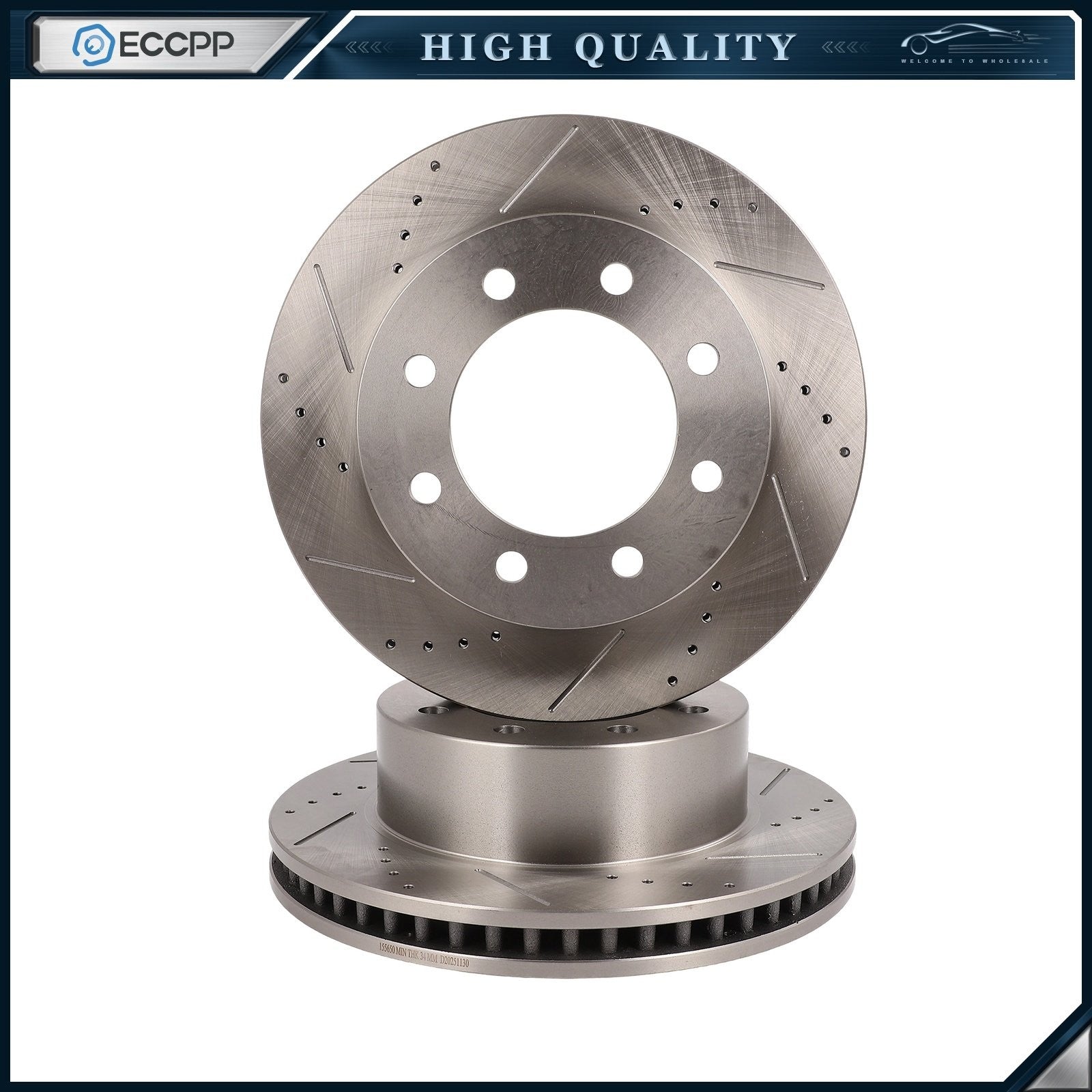 Front Drilled Slotted Brake Rotors For Dodge Ram 1500 2003 - 2008 Dodge Ram 3500 KOEEP