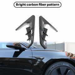2Pcs ABS Glossy Carbon Fiber Grain Side Camera Cover For Tesla Model 3 Highland