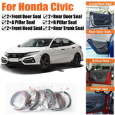 Door Rubber Seal Strips Weather Draft Wind Noise Reduction Kit For Honda Civic