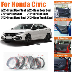 Door Rubber Seal Strips Weather Draft Wind Noise Reduction Kit For Honda Civic