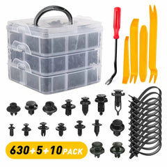 645Pcs Plastic Rivets Fastener Fender Bumper Push Pin Clips With Remover Tool EA 6B93BC-57