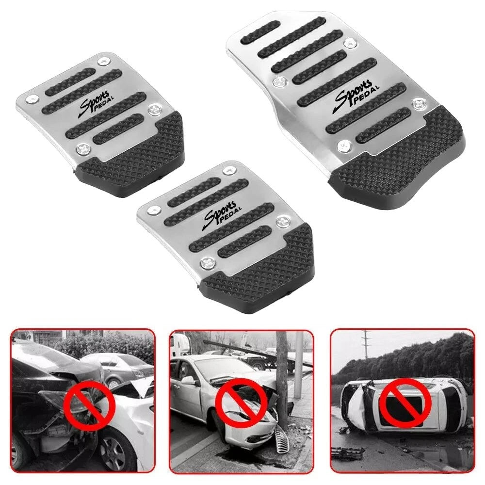 3Pcs Aluminum Non-slip Gas Brake Pedals Pad Cover Set for Manual Car Universal 6B93BC-57