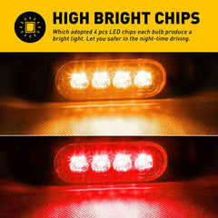 4-LED Side Marker Amber Red Lights Clearance Light Truck Trailer RV Waterproof A 6B93BC-57