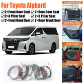 Door Rubber Seal Strips Weather Draft Noise Reduction Kit For Toyota Alphard