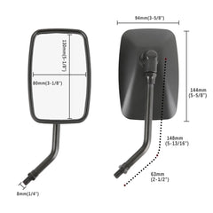 For Suzuki Boulevard M50 C50 M90 C90 M109R Black Rectangle Motorcycle Mirrors US