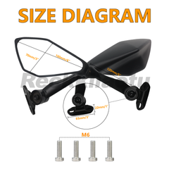 For Kawasaki Ninja ZX6R ZX636 2009-2024 Black Left & Right Rearview Side Mirrors