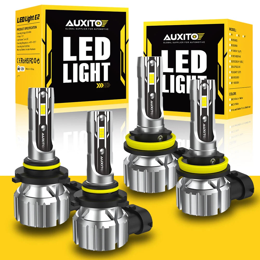 4x AUXITO 9005+H11 LED Headlight High Low Beam Bulbs Super White Bright Lamp EOA AUXITO