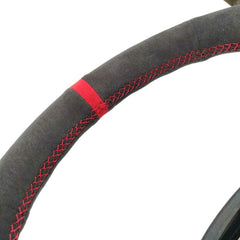 Black Suede Leather Steering Red Stitch Wheel Wrap Cover For Porsche 997 2006-08
