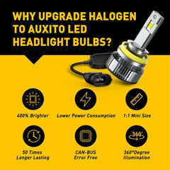 AUXITO LED Headlight H11 Low Beam Bulb Canbus Kit 24000LM Ultra Bright Y19 EOA AUXITO