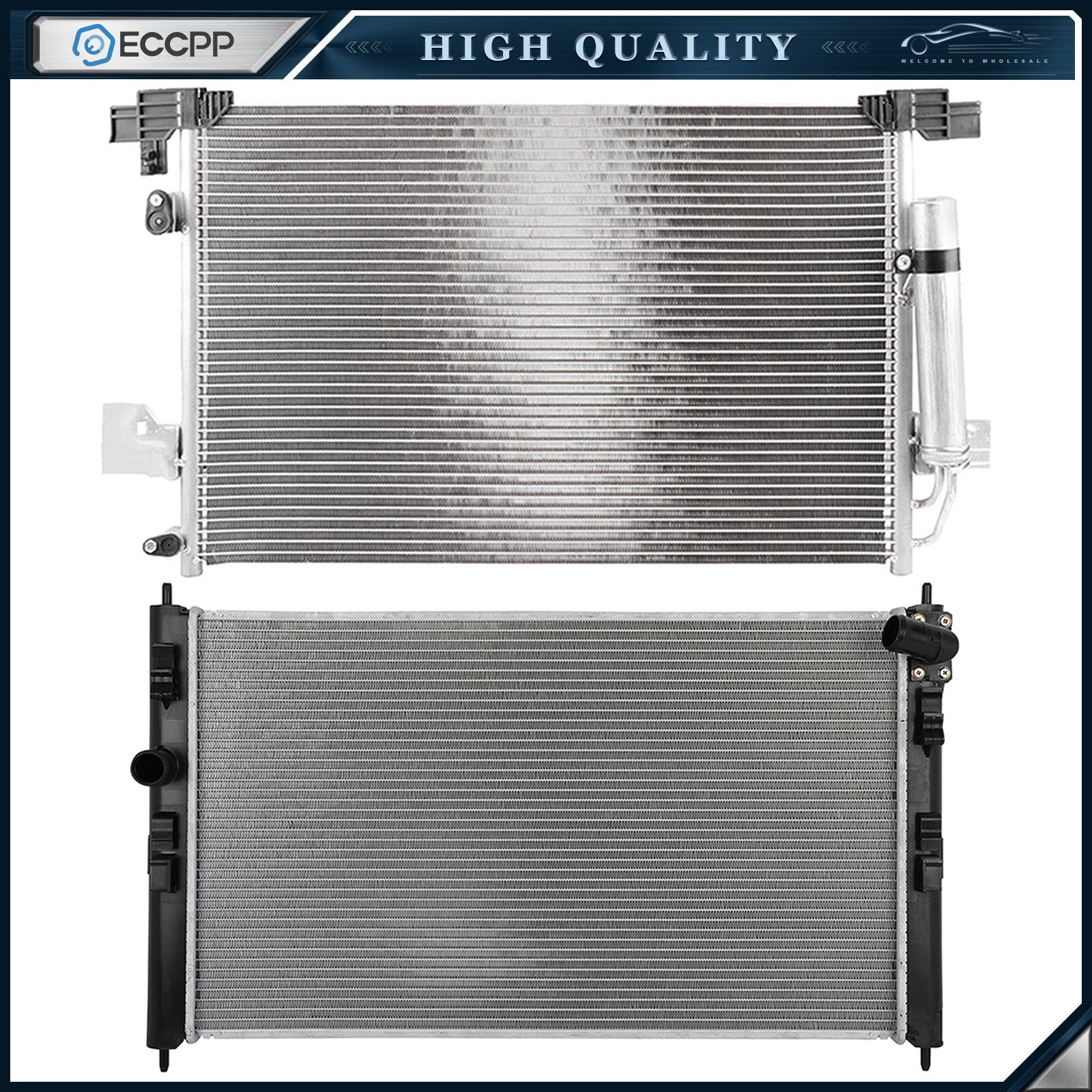 Aluminum Radiator & AC Condenser Cooling Kit For 2014-2017 Mitsubishi Lancer 6B93BC-57