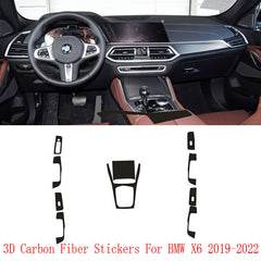 Interior Center Console Carbon Fiber Molding Sticker Decals For BMW X6 2019-22