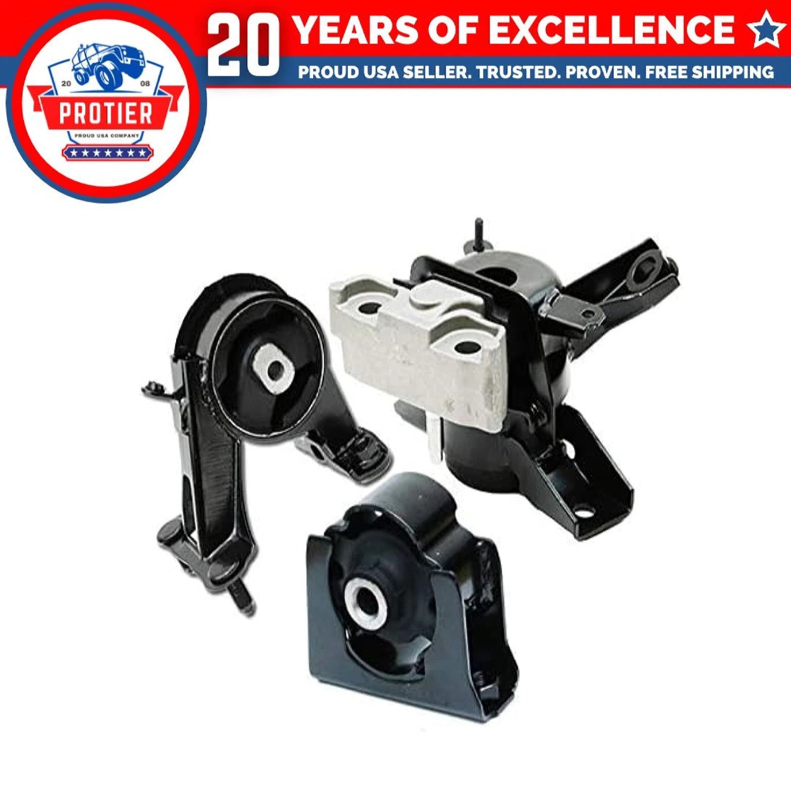 Fits 2006-2008 Toyota RAV4 2.4L 2WD Engine Motor Mount Set 3PCS : A62012, 6B93BC-57