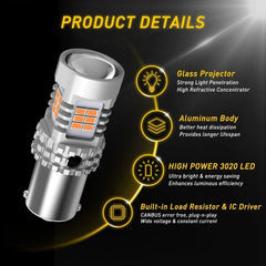 AUXITO BAU15S 7507 LED Turn Signal Lights Amber Canbus No Hyper Flash 5KG EOA AUXITO