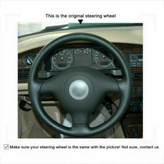 Black Leather Steering Wheel Hand-stitch on Wrap Cover For VW Golf 4 Polo B5