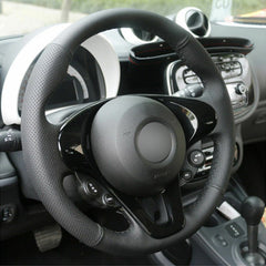 Hand-Stitched Leather Steering Wheel Cover for Smart Fortwo & Forfour