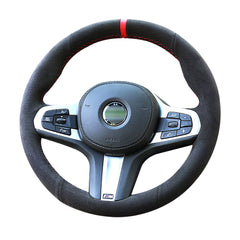 All Black Suede Leather Steering Wheel Hand-stitch on Wrap Cover For BMW G30 G31