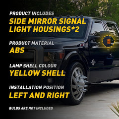 2pcs Side Mirror Light Housing Cover For 2008-2016 Ford F250 F350 Super Duty EOA 6B93BC-57