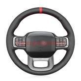 Black &Hole Leather Steering Wheel Red Stitch Wrap Cover For Ford F-150 Raptor