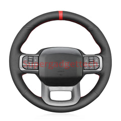 Black &Hole Leather Steering Wheel Red Stitch Wrap Cover For Ford F-150 Raptor