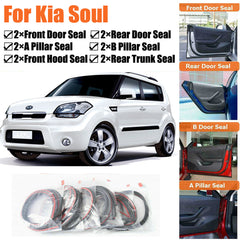 Door Rubber Seal Strips Weather Draft Wind Noise Reduction Kit For kia Soul