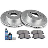 Front Drilled Slotted Brake Rotors Silver & Pads for 2002-2007 Jeep Liberty V6
