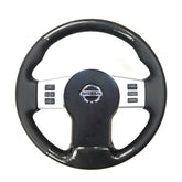 Black Carbon Fiber Leather Steering Sew-on Wheel Wrap Cover For Nissan Xterra