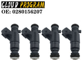 4pc Black Color Four Holes Fuel injector Nozzle 0280156207 For Chery Tiggo Geely 6B93BC-57