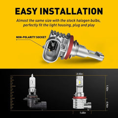 AUXITO H9 H8 H11 LED Headlight Super Bright Bulbs 30000LM High/Low Beam 6500K 2X AUXITO