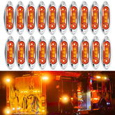 20x Amber 4" 3-LED Marker Side Clearance Lights RV Truck Trailer Waterproof 12V 6B93BC-57