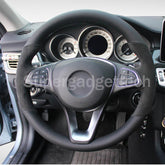 Black&Suede Leather Steering Wheel Stitch-on Wrap Cover For Mercedes Benz C180