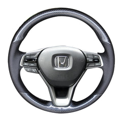 Carbon Fiber&Hole Leather Steering Wheel Hand Sewing Wrap Cover For Honda Accord