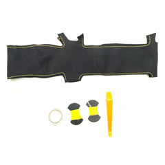Black Suede Yellow Stripe Steering Wheel Stitch-on Wrap Cover For Subaru WRX STI