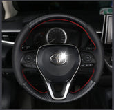 Carbon Fiber&Leather Steering Wheel Stitch on Wrap Cover For Toyota Corolla 18+