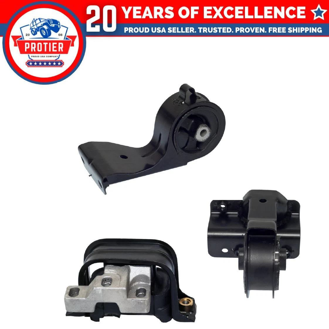 Front & Rear Engine Motor Mount Set for 1998-2000 Chrysler Cirrus 2.4/2.5L 3PCS 6B93BC-57