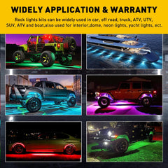 8x RGB LED Rock Light Kit For Off-Road Underglow Foot Wheel Well Light Truck ATV 6B93BC-57