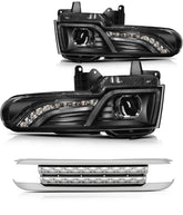 Pair Kit LED Headlights Assembly For 2007-2014 Toyota FJ Cruiser 4.0L Black 6B93BC-57